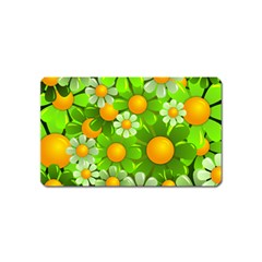 Sunflower Flower Floral Green Yellow Magnet (name Card) by Mariart