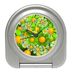 Sunflower Flower Floral Green Yellow Travel Alarm Clocks by Mariart