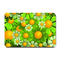 Sunflower Flower Floral Green Yellow Small Doormat  by Mariart