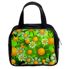 Sunflower Flower Floral Green Yellow Classic Handbags (2 Sides) by Mariart