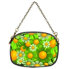 Sunflower Flower Floral Green Yellow Chain Purses (two Sides)  by Mariart