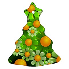 Sunflower Flower Floral Green Yellow Ornament (christmas Tree)  by Mariart