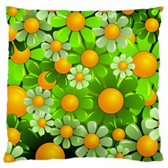 Sunflower Flower Floral Green Yellow Large Cushion Case (two Sides) by Mariart