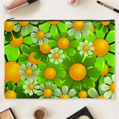 Sunflower Flower Floral Green Yellow Cosmetic Bag (xxxl)  by Mariart