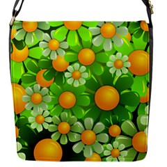 Sunflower Flower Floral Green Yellow Flap Messenger Bag (s) by Mariart