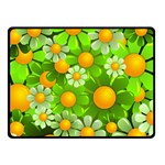 Sunflower Flower Floral Green Yellow Double Sided Fleece Blanket (Small)  45 x34  Blanket Front