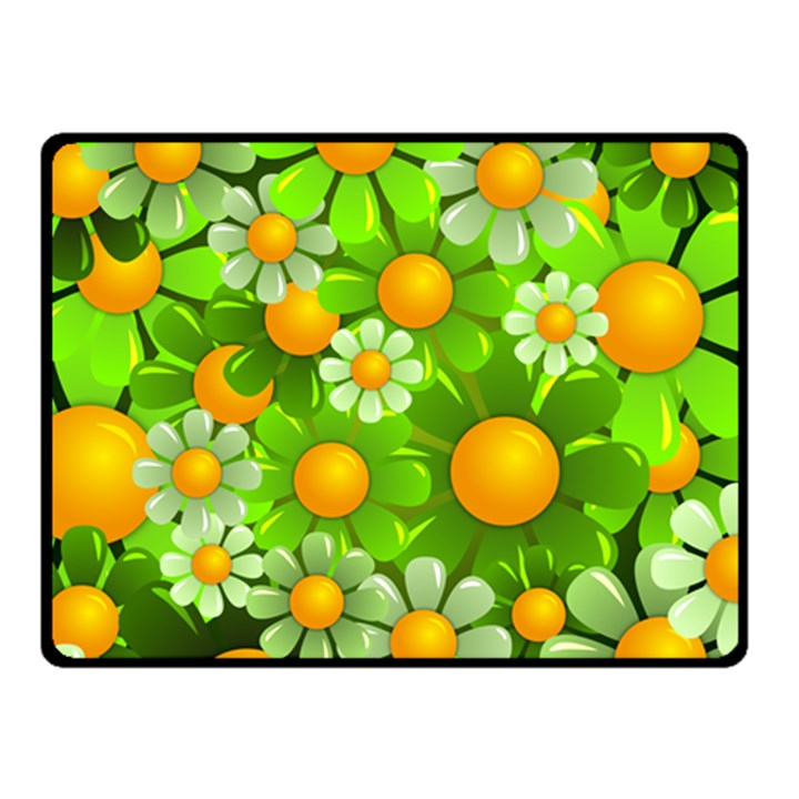 Sunflower Flower Floral Green Yellow Double Sided Fleece Blanket (Small) 