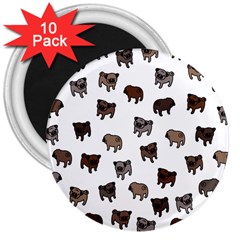 Pug Dog Pattern 3  Magnets (10 Pack)  by Valentinaart