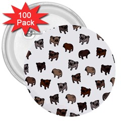 Pug Dog Pattern 3  Buttons (100 Pack)  by Valentinaart