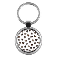 Pug Dog Pattern Key Chains (round)  by Valentinaart