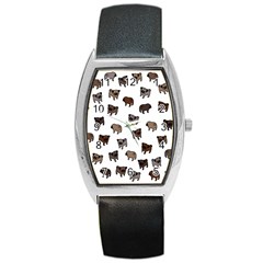 Pug Dog Pattern Barrel Style Metal Watch by Valentinaart