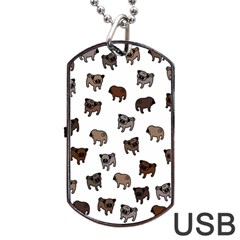 Pug Dog Pattern Dog Tag Usb Flash (one Side) by Valentinaart