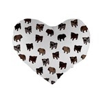 Pug dog pattern Standard 16  Premium Flano Heart Shape Cushions Front