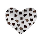 Pug dog pattern Standard 16  Premium Flano Heart Shape Cushions Back