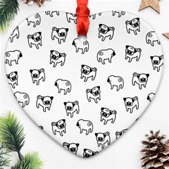 Pug Dog Pattern Ornament (heart) by Valentinaart