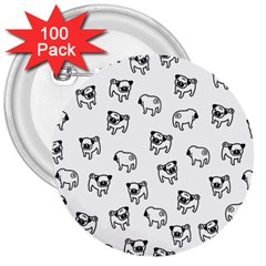 Pug Dog Pattern 3  Buttons (100 Pack)  by Valentinaart