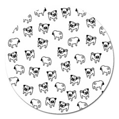 Pug Dog Pattern Magnet 5  (round) by Valentinaart