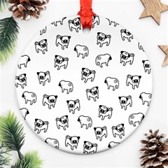 Pug Dog Pattern Round Ornament (two Sides) by Valentinaart