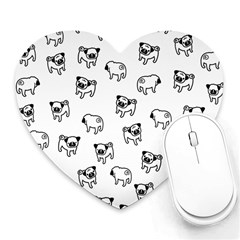 Pug Dog Pattern Heart Mousepads by Valentinaart