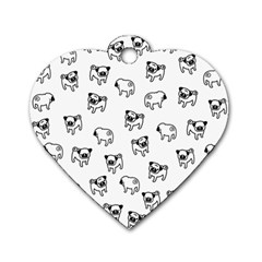 Pug Dog Pattern Dog Tag Heart (one Side) by Valentinaart