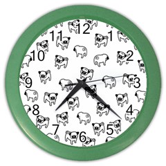 Pug Dog Pattern Color Wall Clocks by Valentinaart