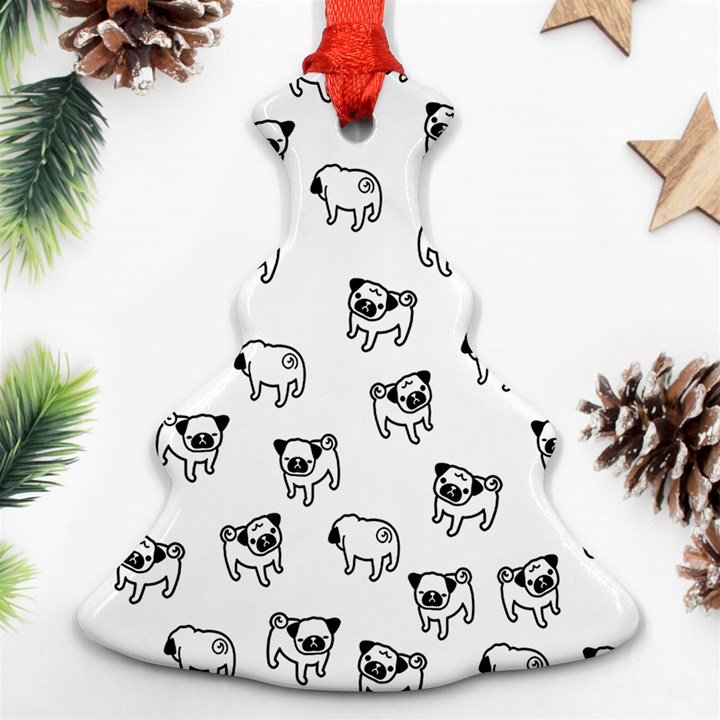 Pug dog pattern Christmas Tree Ornament (Two Sides)