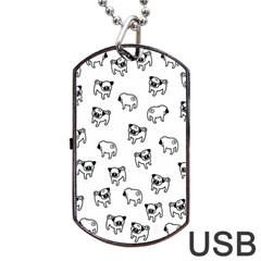 Pug Dog Pattern Dog Tag Usb Flash (one Side) by Valentinaart