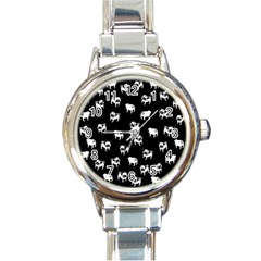 Pug Dog Pattern Round Italian Charm Watch by Valentinaart