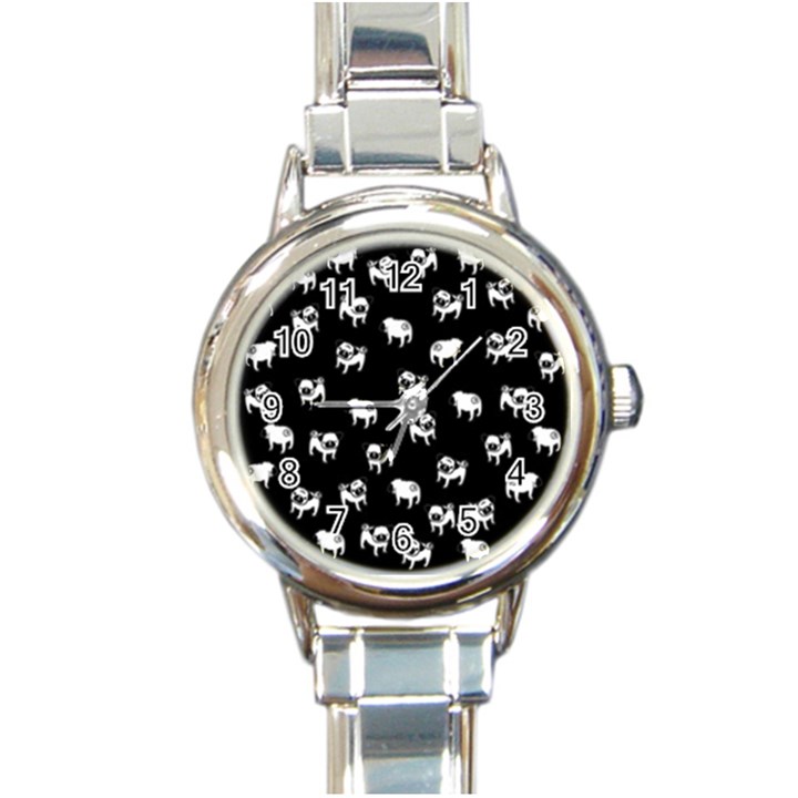 Pug dog pattern Round Italian Charm Watch