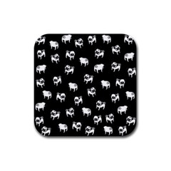 Pug Dog Pattern Rubber Square Coaster (4 Pack)  by Valentinaart