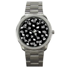 Pug Dog Pattern Sport Metal Watch