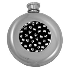 Pug Dog Pattern Round Hip Flask (5 Oz) by Valentinaart