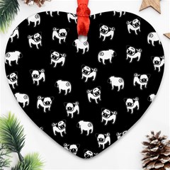 Pug Dog Pattern Heart Ornament (two Sides) by Valentinaart