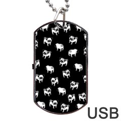 Pug Dog Pattern Dog Tag Usb Flash (two Sides) by Valentinaart