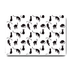 Black Cats Pattern Small Doormat  by Valentinaart