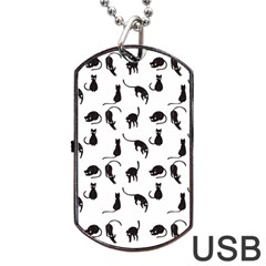 Black Cats Pattern Dog Tag Usb Flash (one Side) by Valentinaart