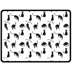 Black Cats Pattern Double Sided Fleece Blanket (large)  by Valentinaart