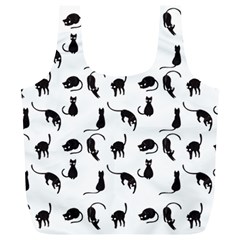 Black Cats Pattern Full Print Recycle Bags (l)  by Valentinaart