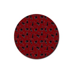 Black Cats And Witch Symbols Pattern Rubber Round Coaster (4 Pack)  by Valentinaart