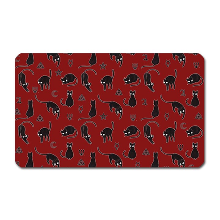 Black cats and witch symbols pattern Magnet (Rectangular)