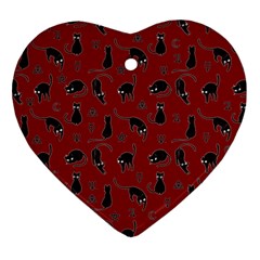 Black Cats And Witch Symbols Pattern Heart Ornament (two Sides) by Valentinaart