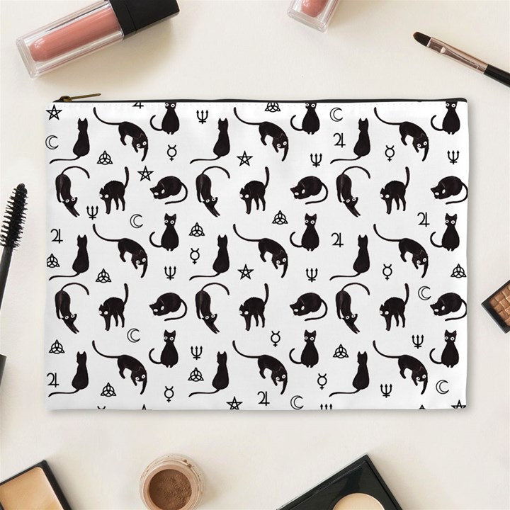 Black cats and witch symbols pattern Cosmetic Bag (XL)