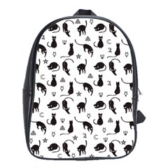 Black Cats And Witch Symbols Pattern School Bags(large) 