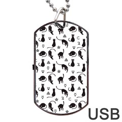 Black Cats And Witch Symbols Pattern Dog Tag Usb Flash (one Side) by Valentinaart