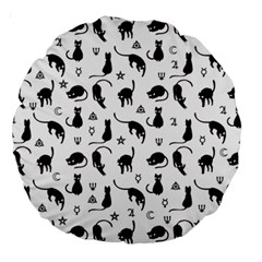 Black Cats And Witch Symbols Pattern Large 18  Premium Round Cushions by Valentinaart