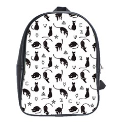 Black Cats And Witch Symbols Pattern School Bags (xl)  by Valentinaart