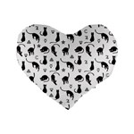 Black cats and witch symbols pattern Standard 16  Premium Heart Shape Cushions Front