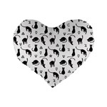 Black cats and witch symbols pattern Standard 16  Premium Heart Shape Cushions Back