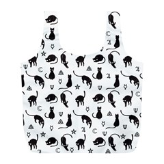 Black Cats And Witch Symbols Pattern Full Print Recycle Bags (l)  by Valentinaart