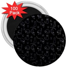 Black Cats And Witch Symbols Pattern 3  Magnets (100 Pack) by Valentinaart